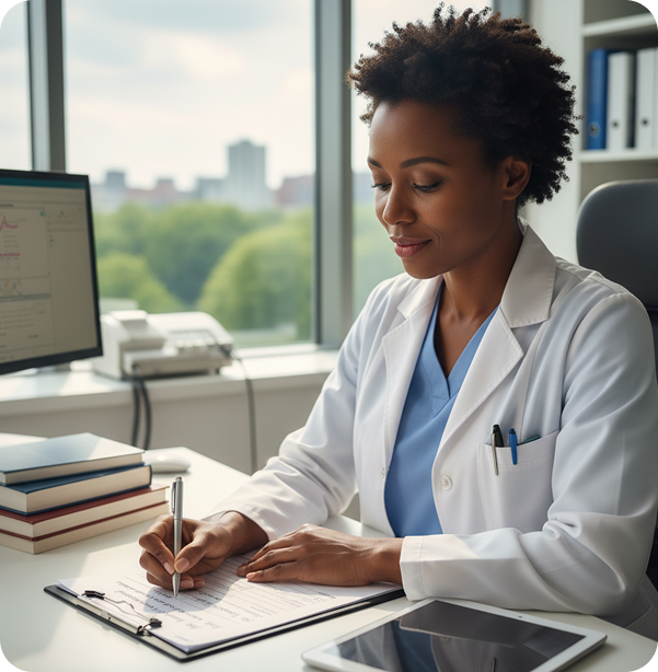 Doctor reviewing patient data